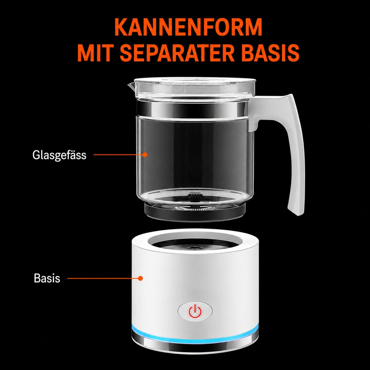 Melkeskummer med glasskanne og base – detalj 2
