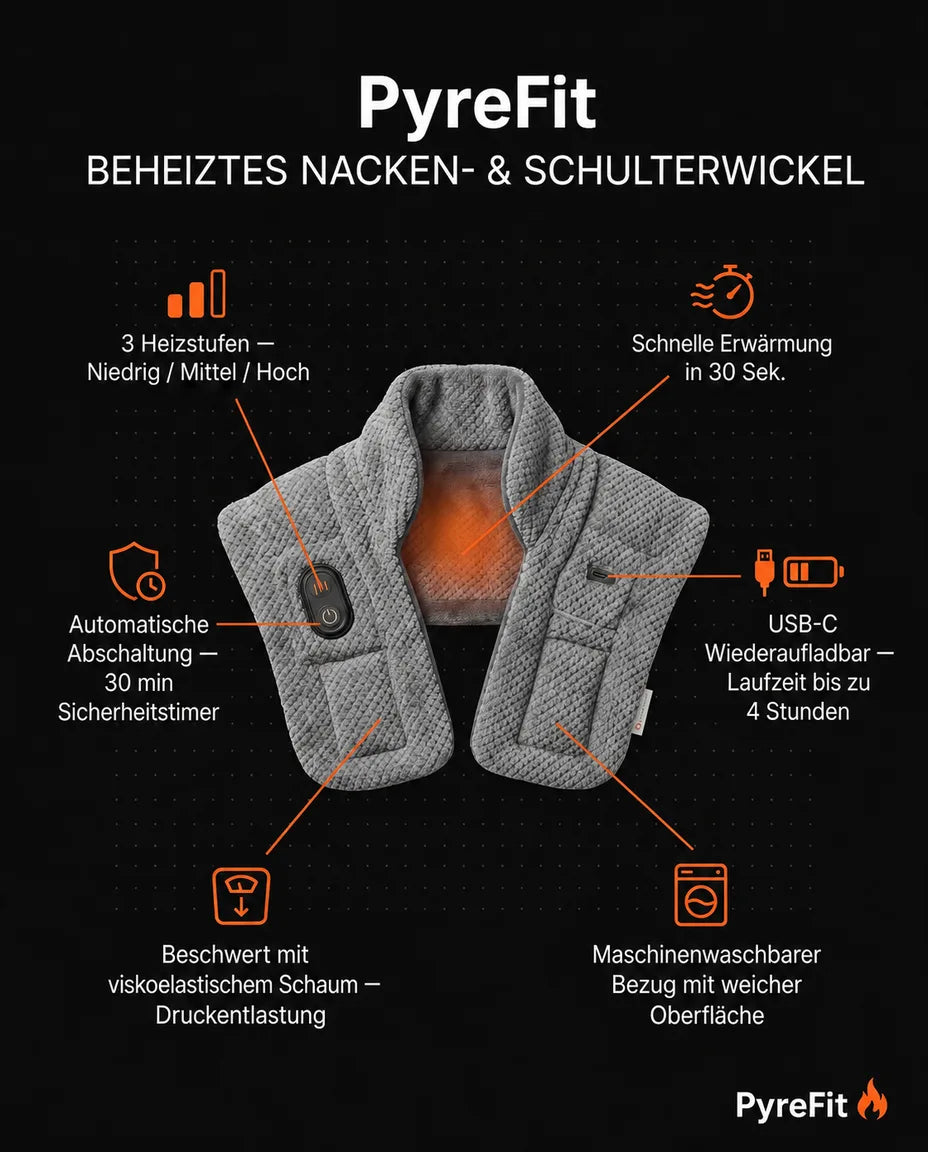 Nakke- og skuldervarmer – infografikk om form og funksjoner