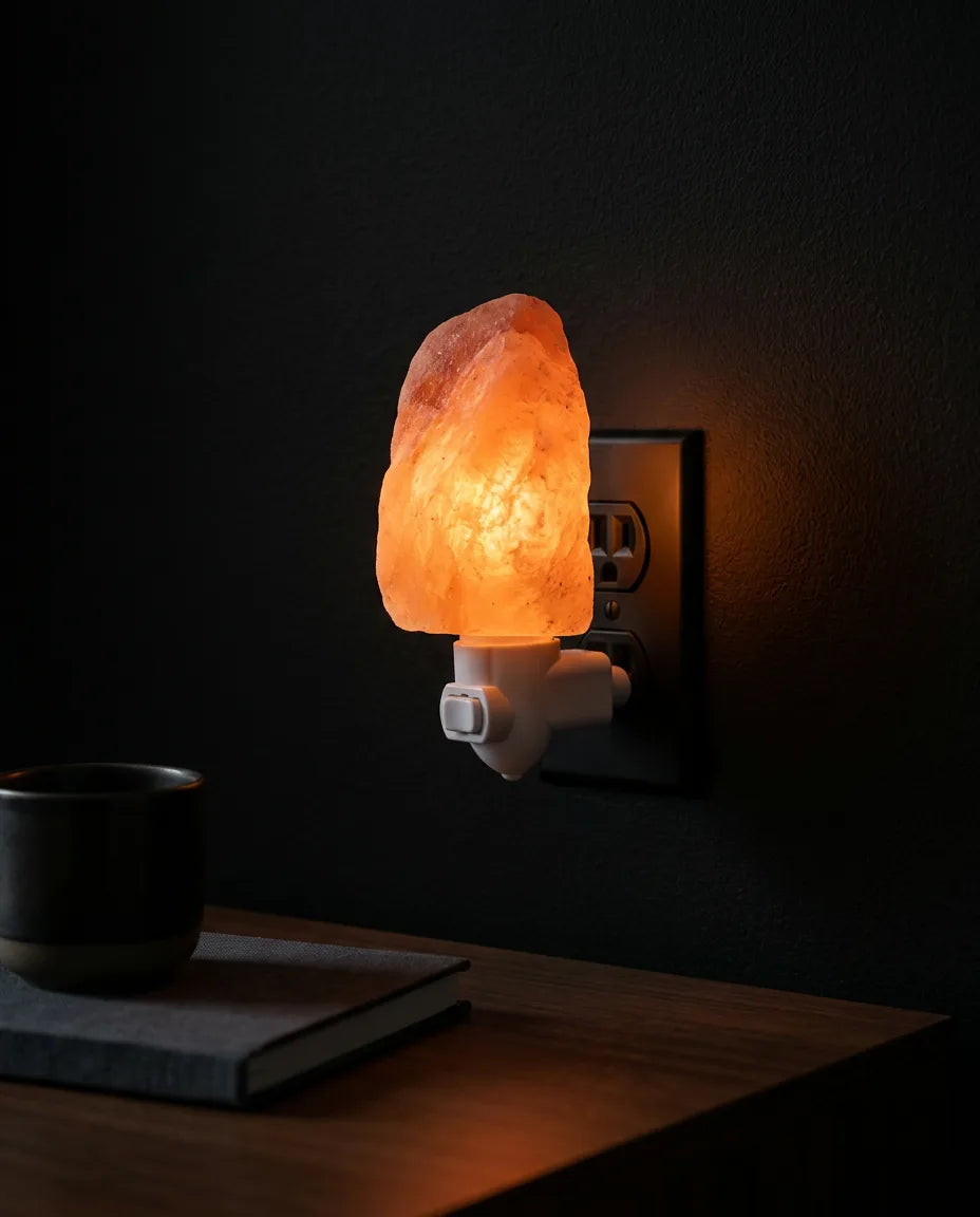 Saltlampe av himalayasalt – varmt stemningslys for soverom og lesekrok – produktbilde 2