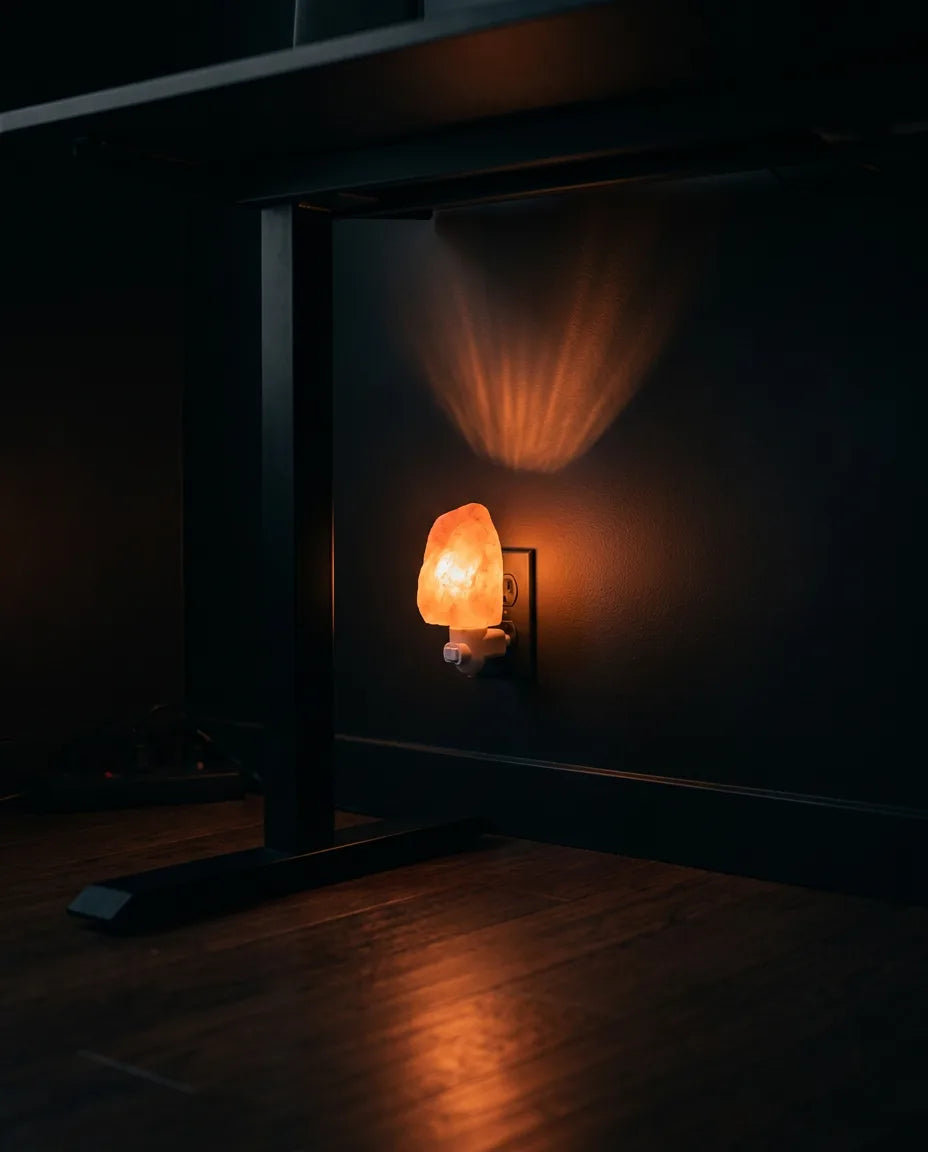 Saltlampe av himalayasalt – varmt stemningslys for soverom og lesekrok – produktbilde 3