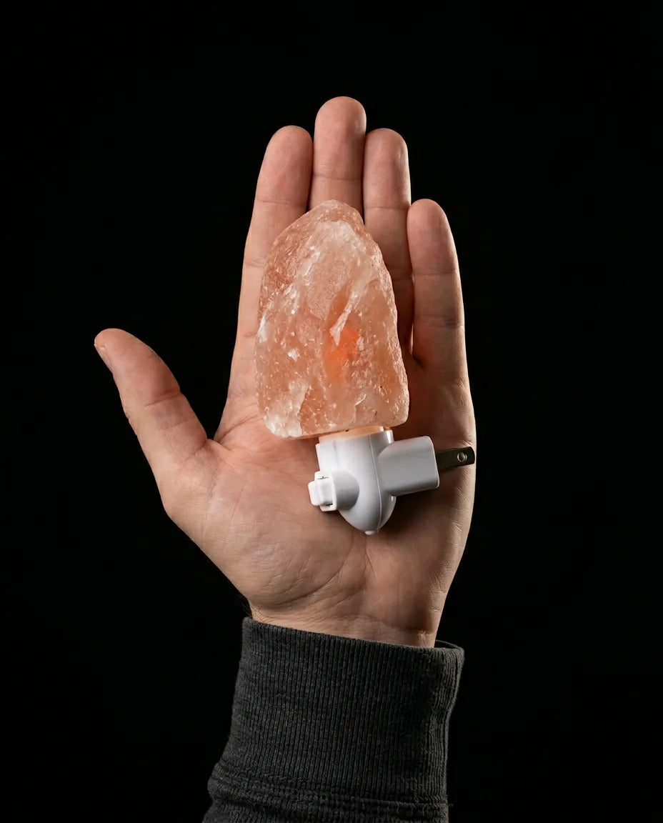 Saltlampe av himalayasalt – varmt stemningslys for soverom og lesekrok – produktbilde 7
