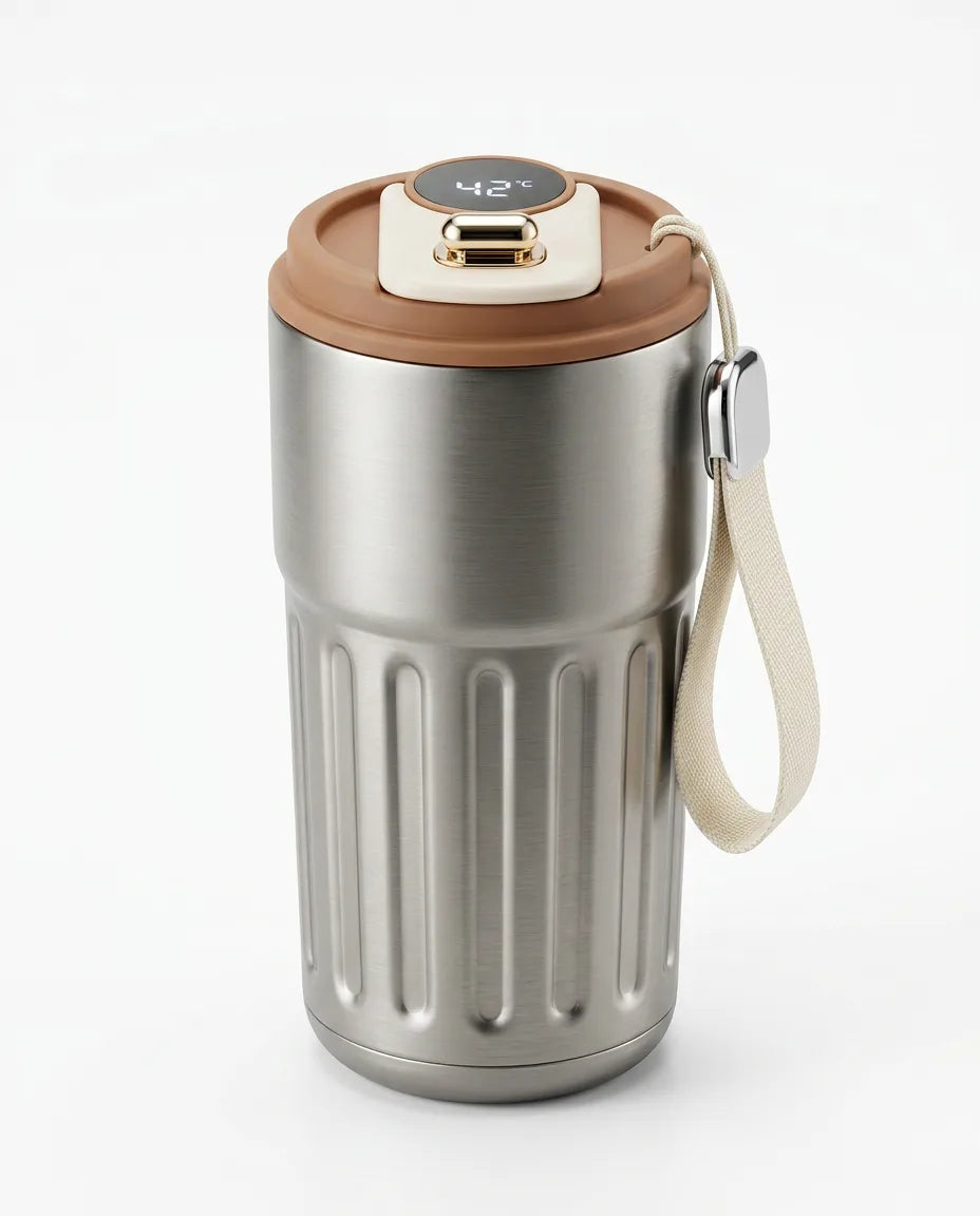 Termokopp med LED-temperaturvisning – dobbeltvegget rustfritt stål for farten – produktbilde 1