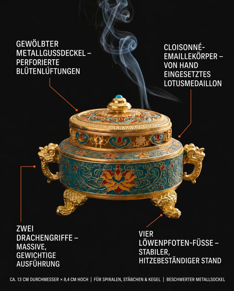 Røkelsesholder formet som en lotus – lukket kar for pinner, kjegler og spiraler – produktbilde 11