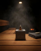Oppbevaring for eteriske oljer i granitt – skulpturell holder for badstue og spa – produktbilde 2