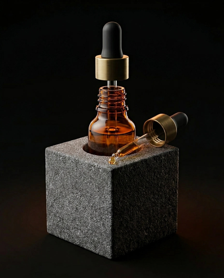 Oppbevaring for eteriske oljer i granitt – skulpturell holder for badstue og spa – produktbilde 5
