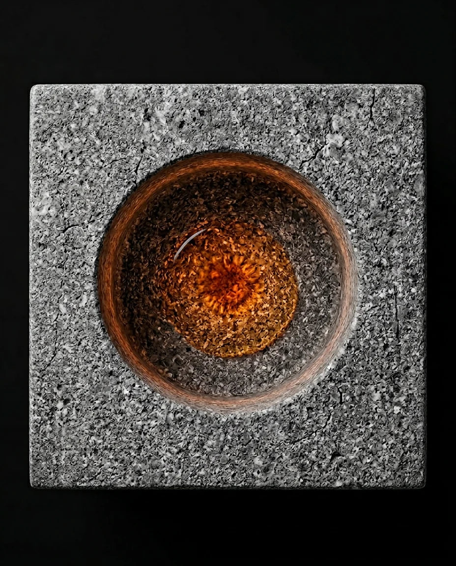 Oppbevaring for eteriske oljer i granitt – skulpturell holder for badstue og spa – produktbilde 6