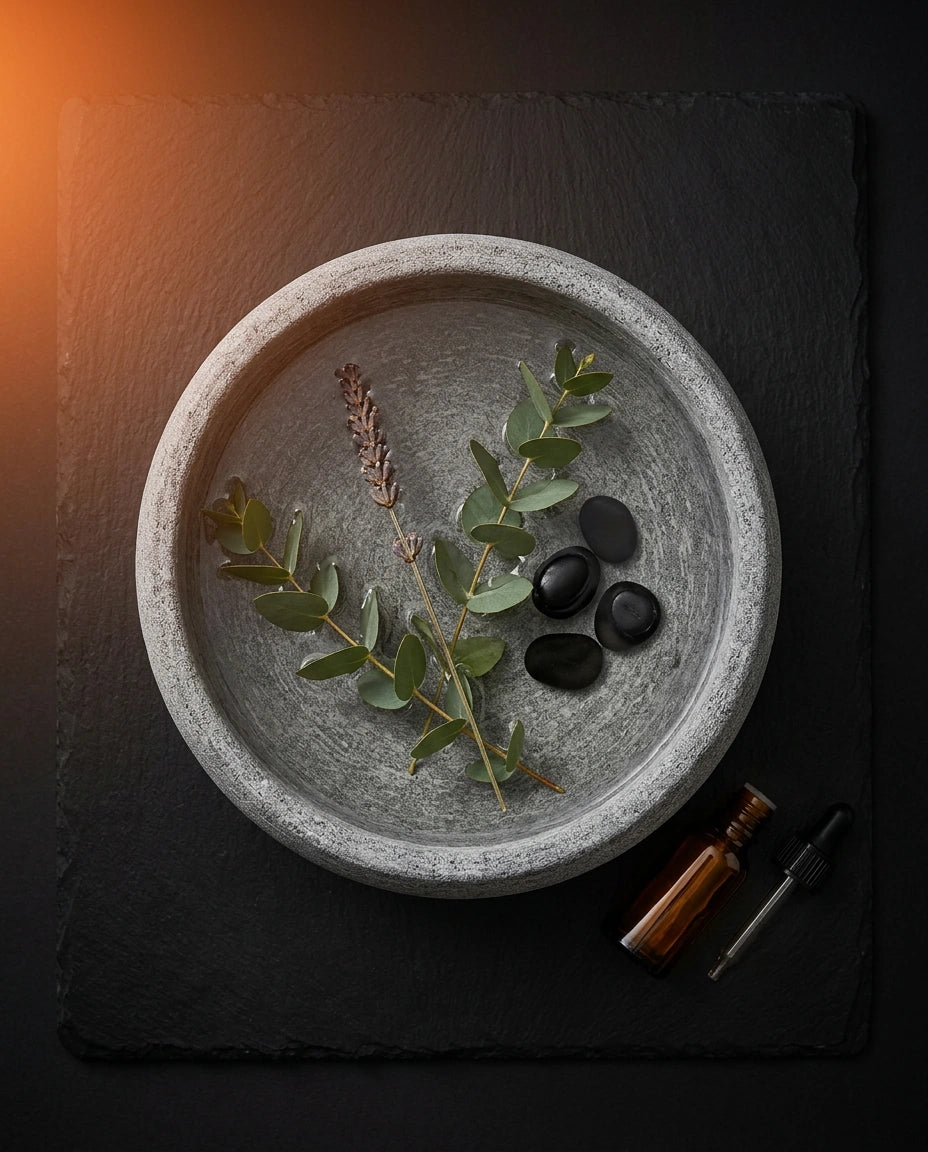 Aromaskål i naturstein for badstuen – for eteriske oljer og kasting – produktbilde 8