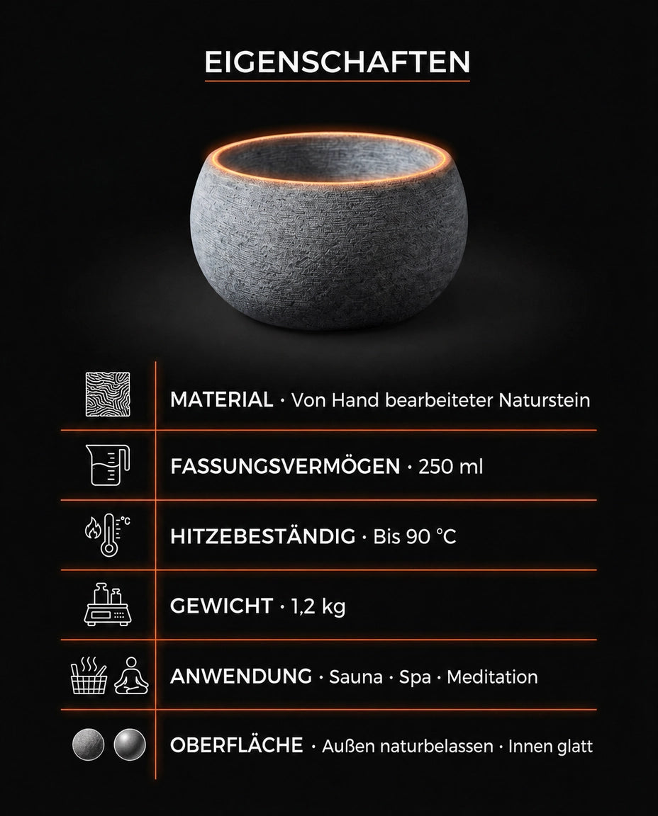 Aromaskål i naturstein for badstuen – for eteriske oljer og kasting – produktbilde 10