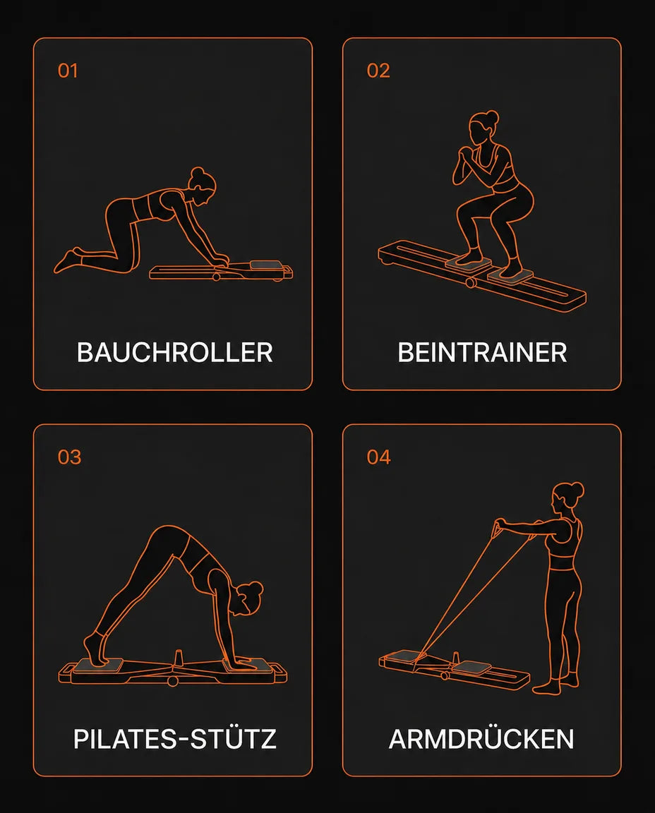 Sammenleggbar pilates-reformer – helkroppstrening med trekktau og polstret dekk – produktbilde 7