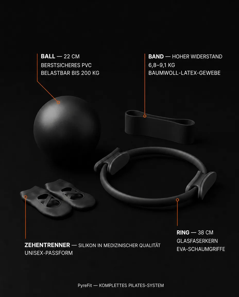 Pilatessett med ring, ball og motstandsstrikk – skånsom helkroppstrening hjemme – produktbilde 9