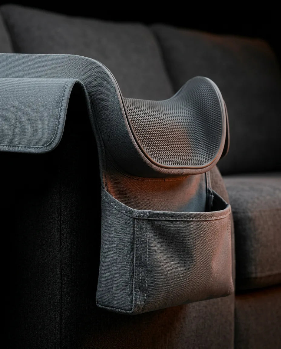 Sofaarmlen-organizer – med koppholder og rom til fjernkontrollen – produktbilde 6