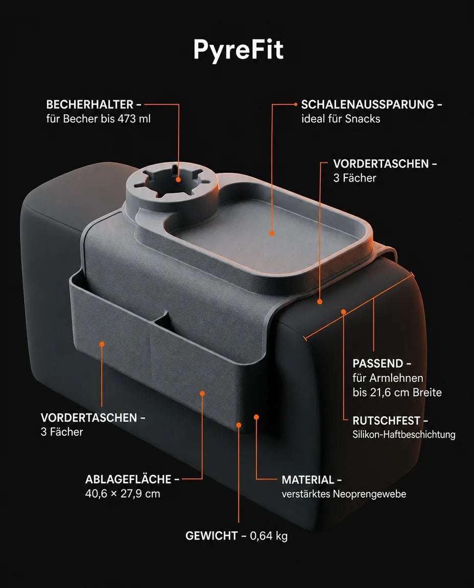 Sofaarmlen-organizer – med koppholder og rom til fjernkontrollen – produktbilde 10