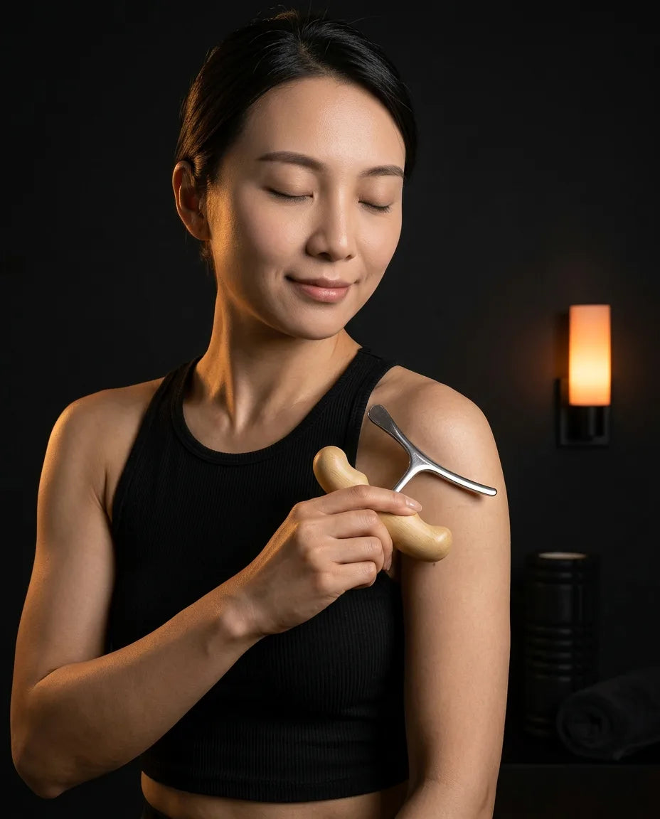Gua sha i rustfritt stål – fascieverktøy for muskler og restitusjon – produktbilde 3