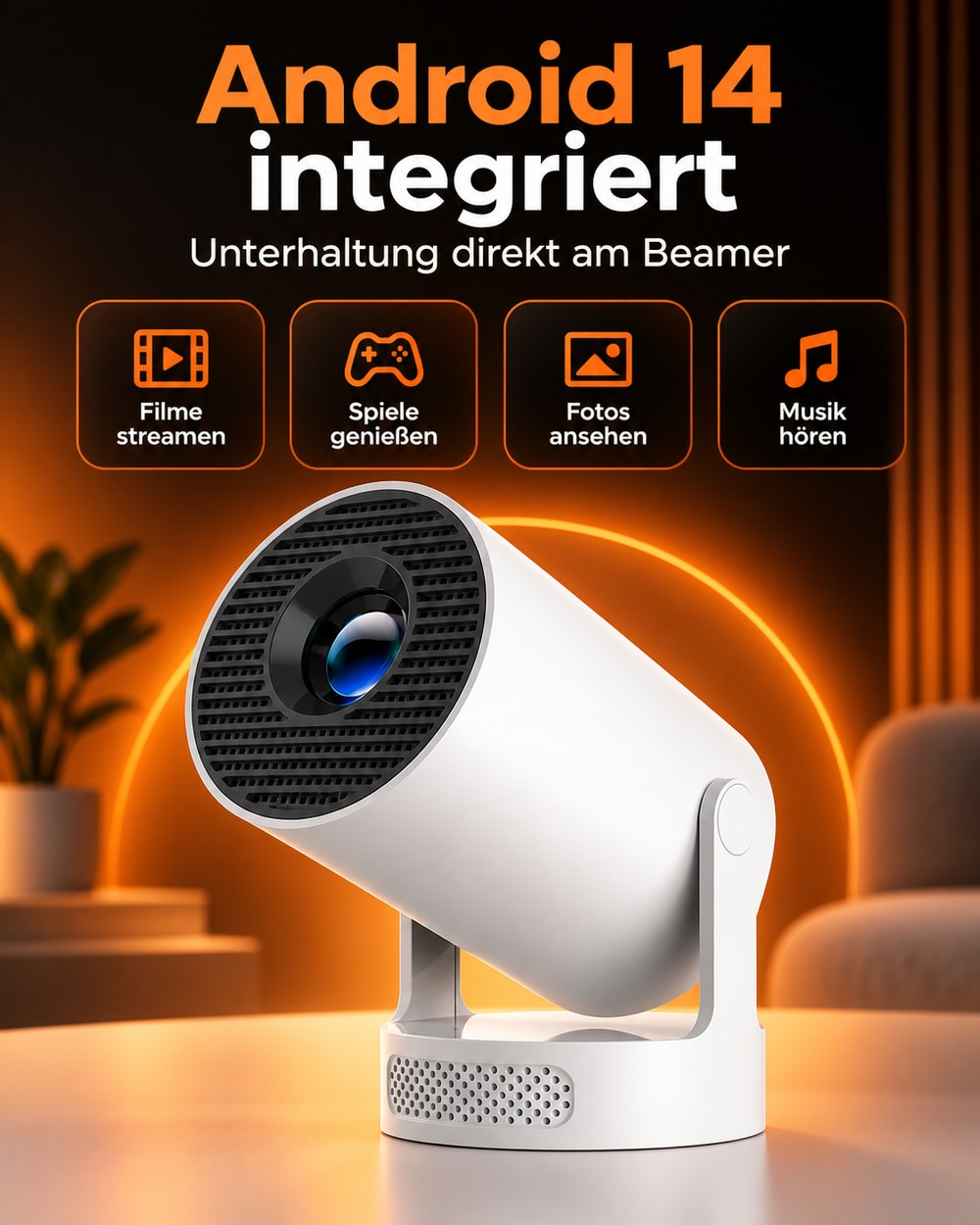 Miniprojektor – med innebygd Android 14