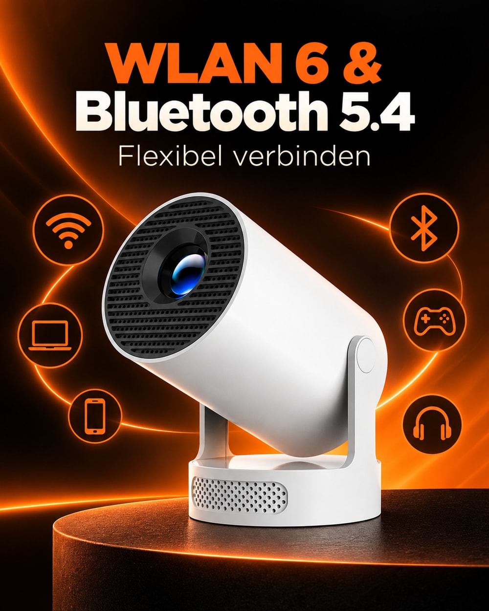 Miniprojektor – Wi-Fi 6 og Bluetooth 5.4