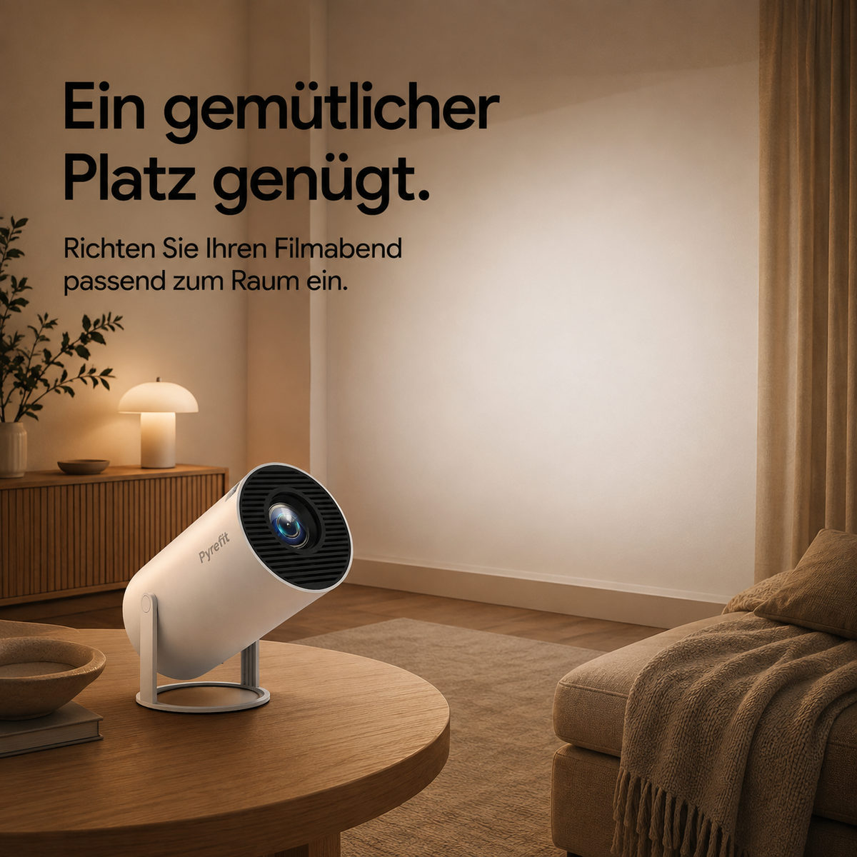 PyreFit miniprojektor – en koselig plass er nok. Tilpass filmkvelden etter rommet.