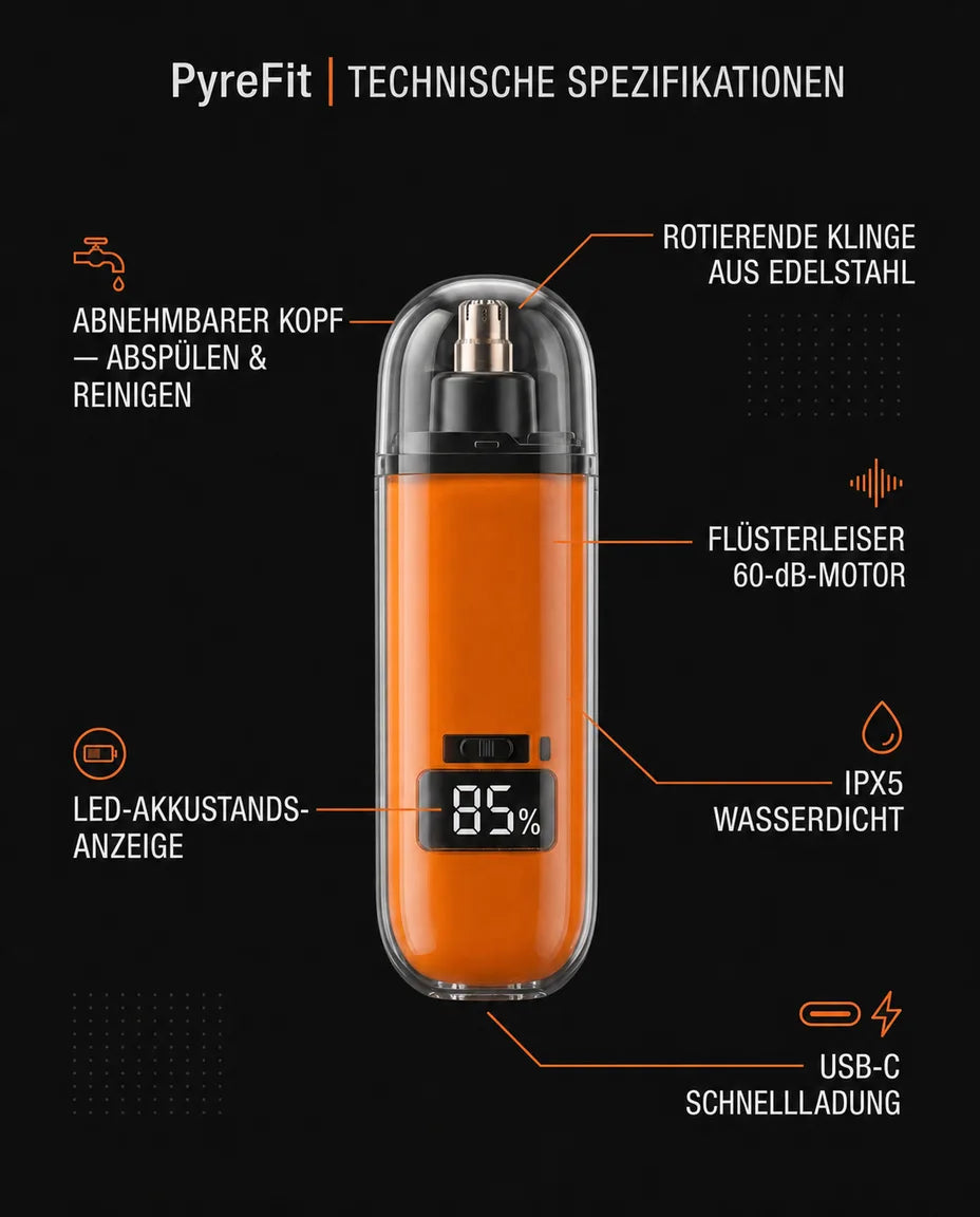 Nesehårtrimmer med LED-skjerm – trådløs presisjon for nese og ører – produktbilde 7