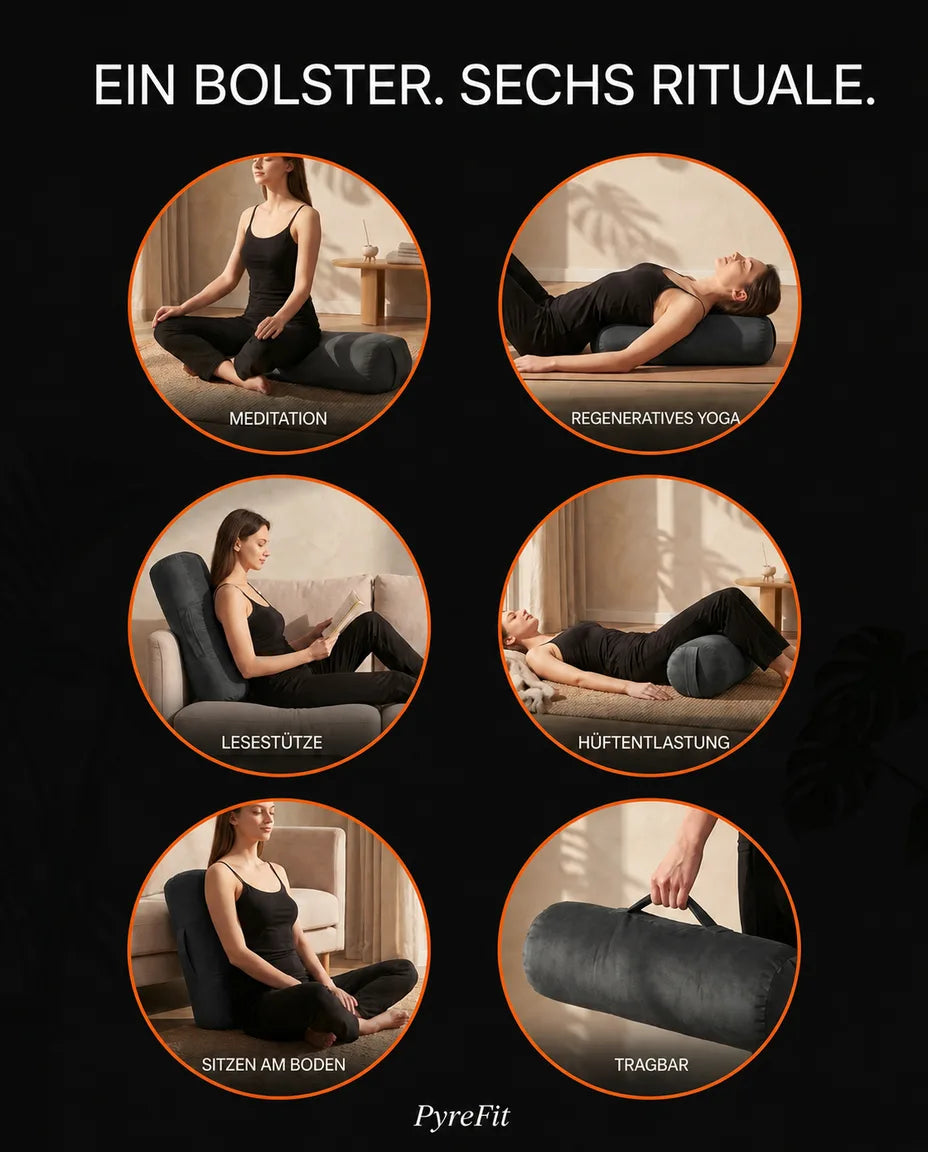 Yogabolster i fløyel – fast støtte for meditasjon og restitusjon – produktbilde 9