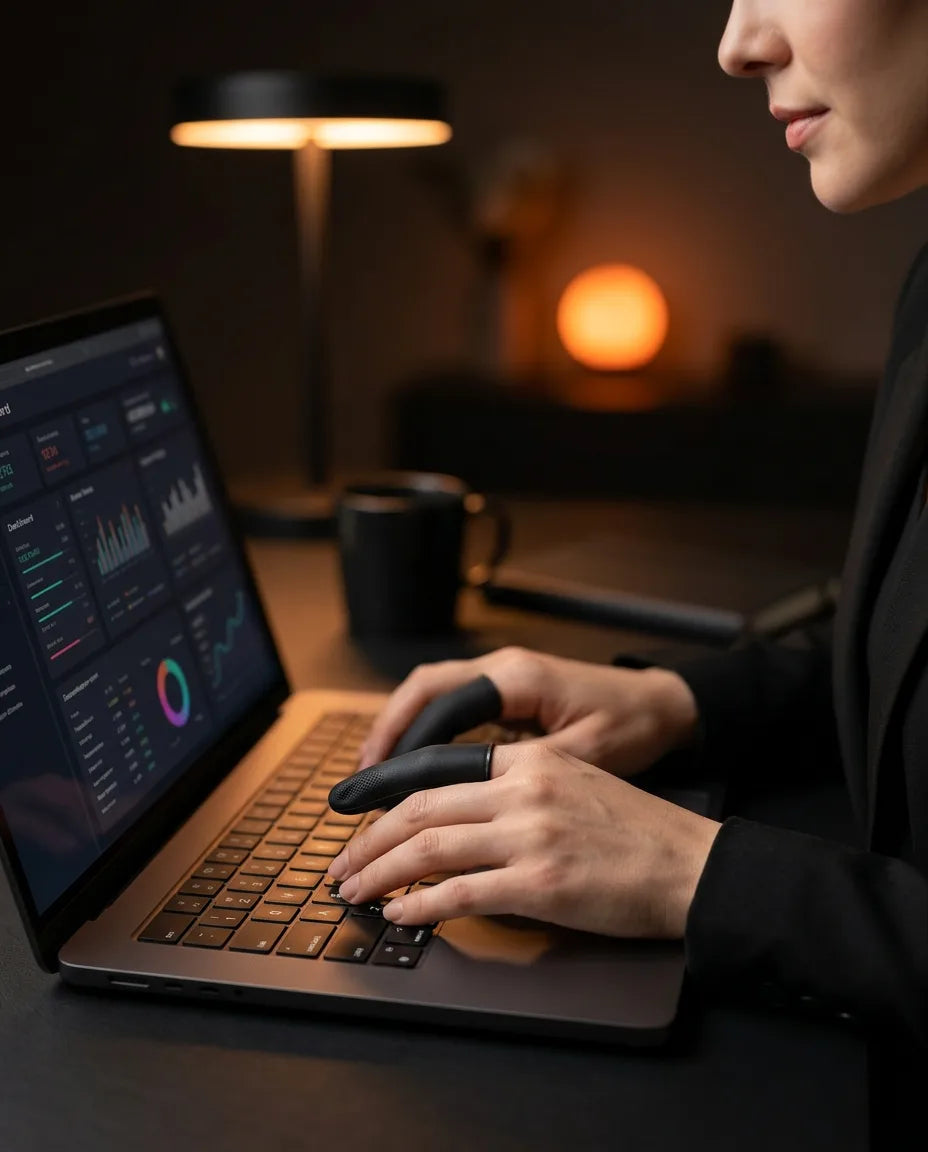 Fingerhetter i gel 8-pk – godt grep når du skriver, gamer og driver med hobby – produktbilde 2