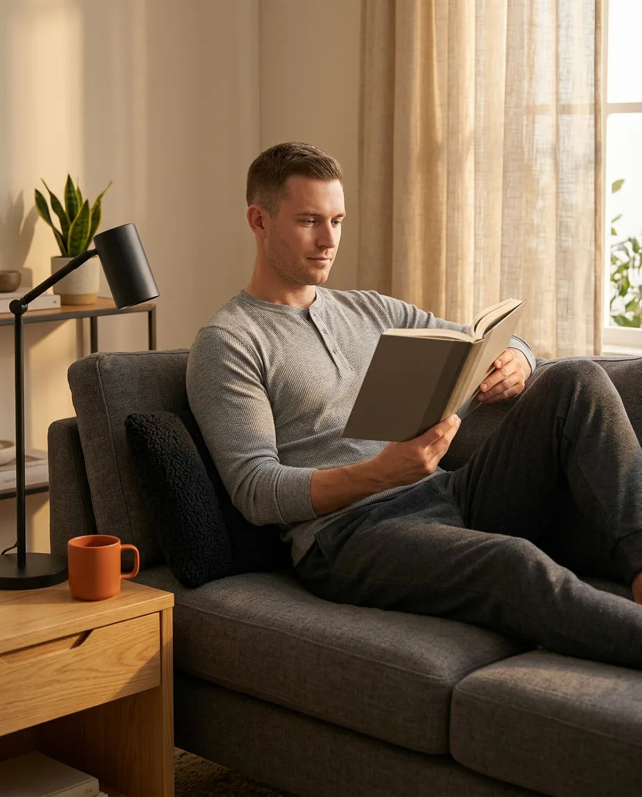 Korsryggpute med sherpatrekk – ryggstøtte for kontoret, sofaen og sengen – produktbilde 3