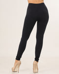 Svarte leggings med fleece på innsiden – produktbilde 1