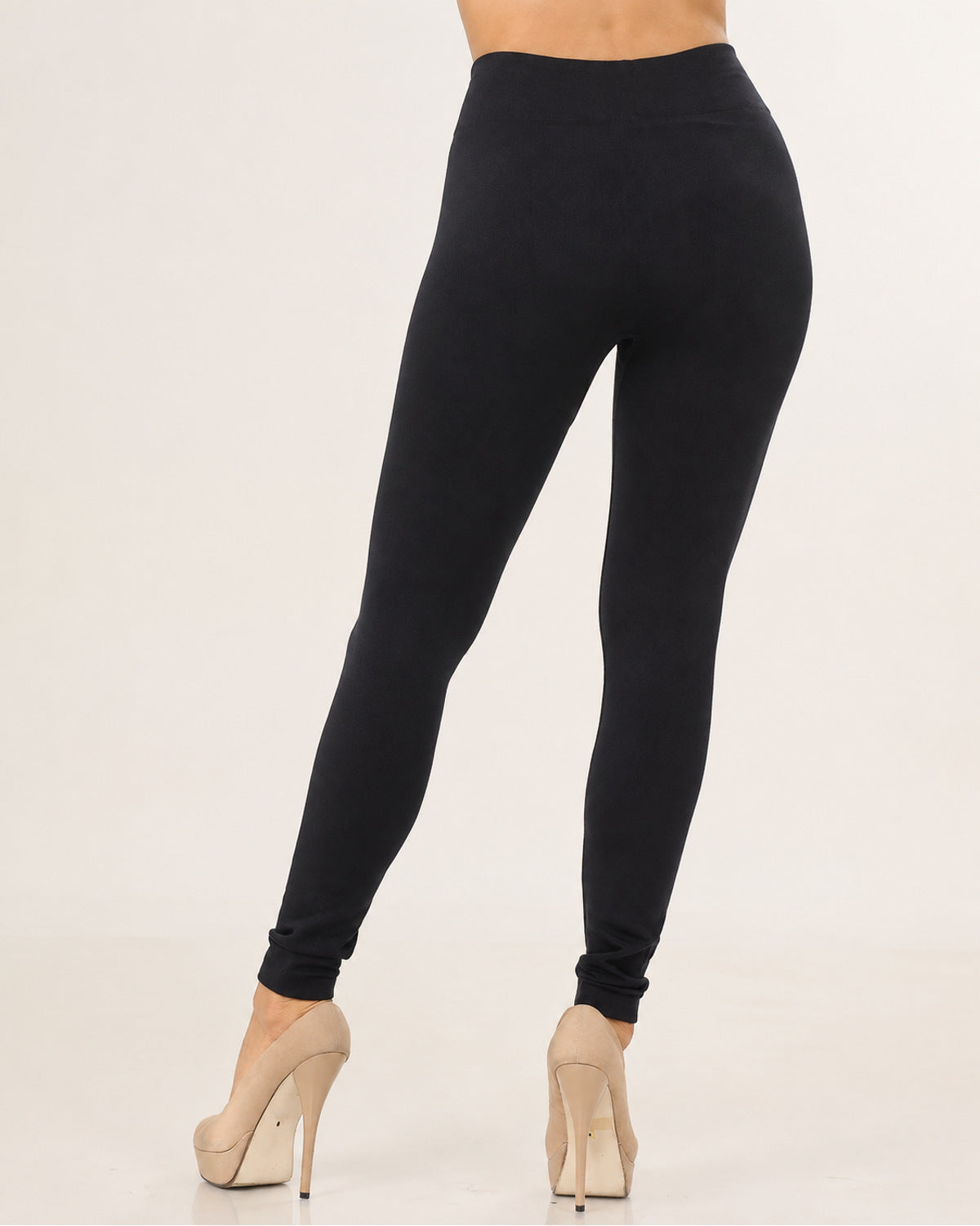 Svarte leggings med fleece på innsiden – produktbilde 1