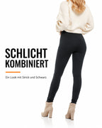 Svarte leggings med fleece på innsiden – produktbilde 3