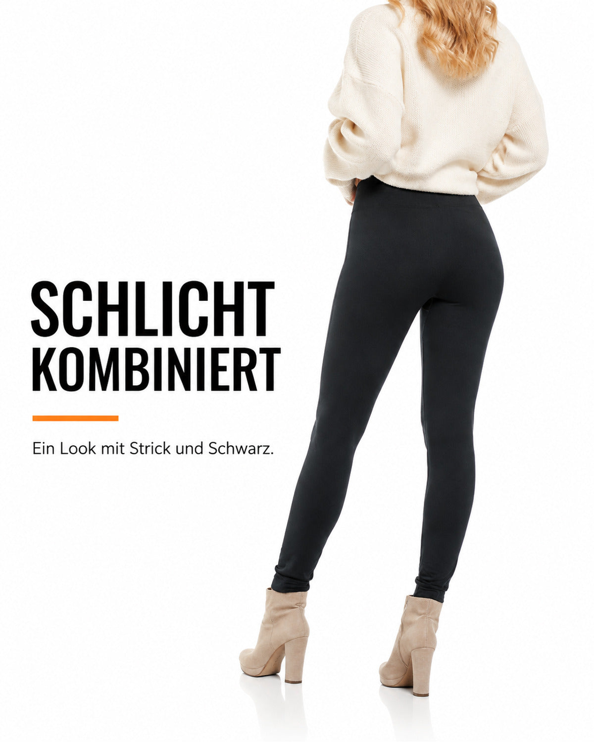 Svarte leggings med fleece på innsiden – produktbilde 3