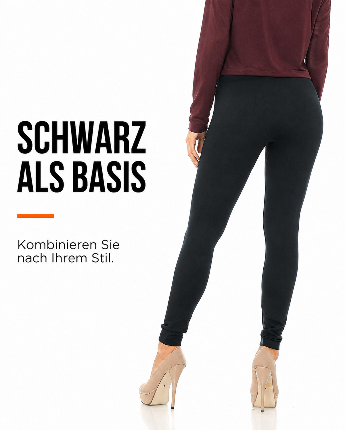 Svarte leggings med fleece på innsiden – produktbilde 5