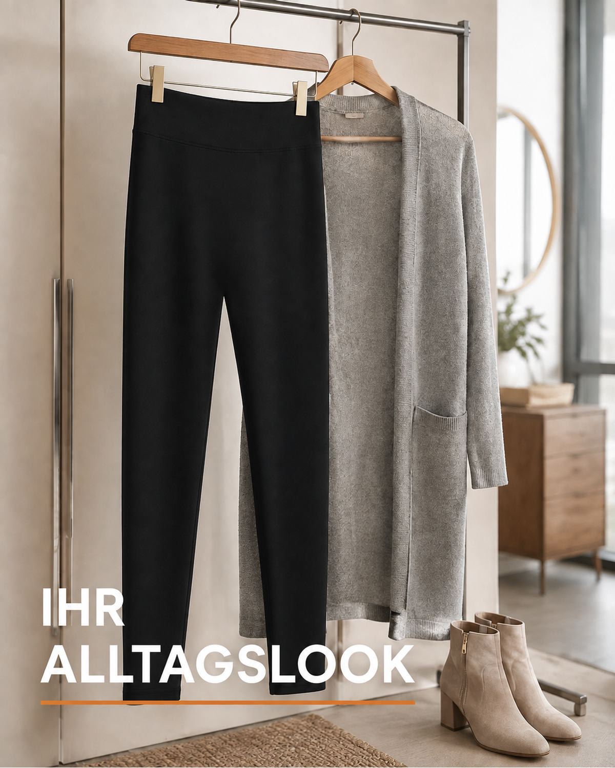 Svarte leggings med fleece på innsiden – produktbilde 8