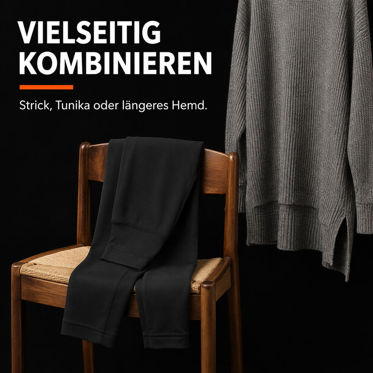 Svarte leggings med fleece på innsiden – detalj 3