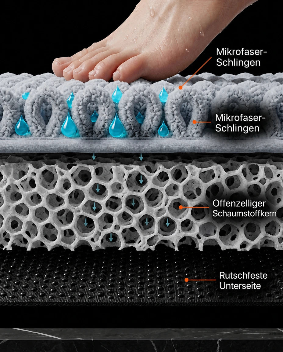 Baderomsmatte i memoryskum – myk, sklisikker og absorberende matte for badet – produktbilde 13