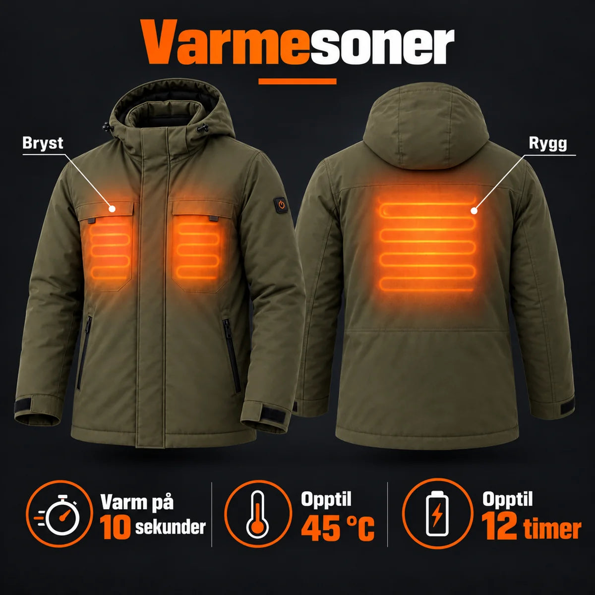 PyreFit Regaro – Oppvarmet parkas herre