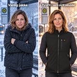 Sammenligning: vanlig vinterjakke og Relior med varme