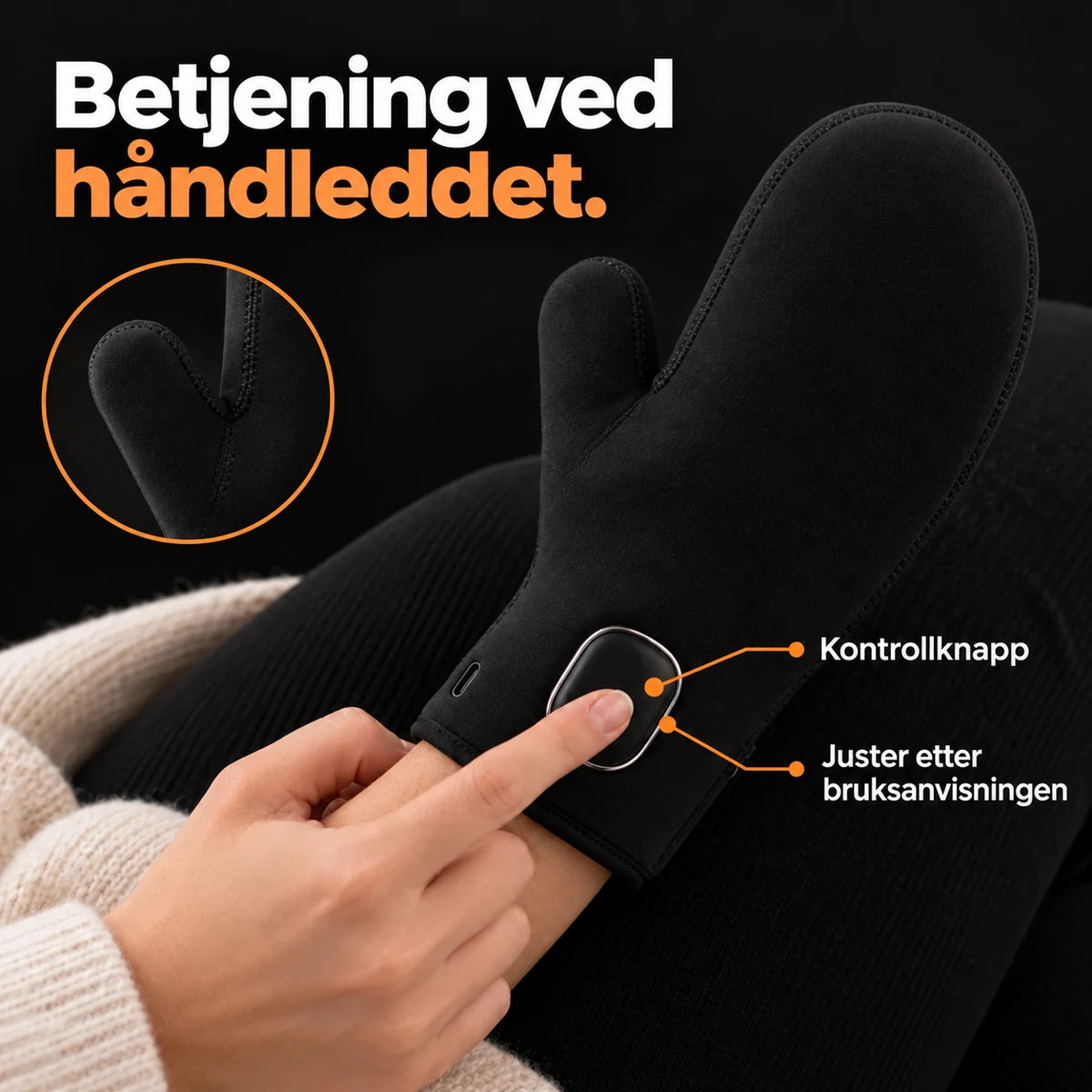 Varmehansker med rødt lys