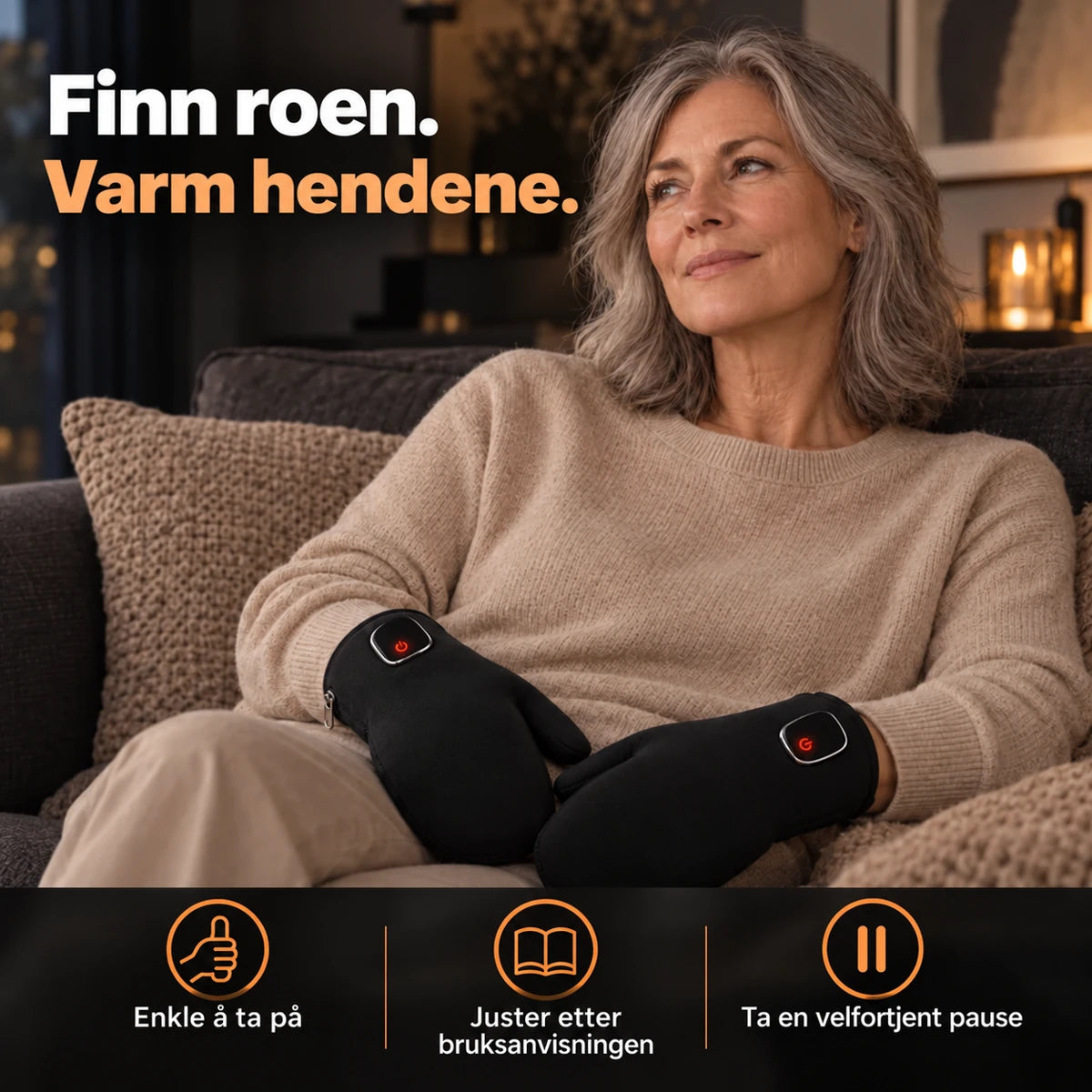 Varmehansker med rødt lys
