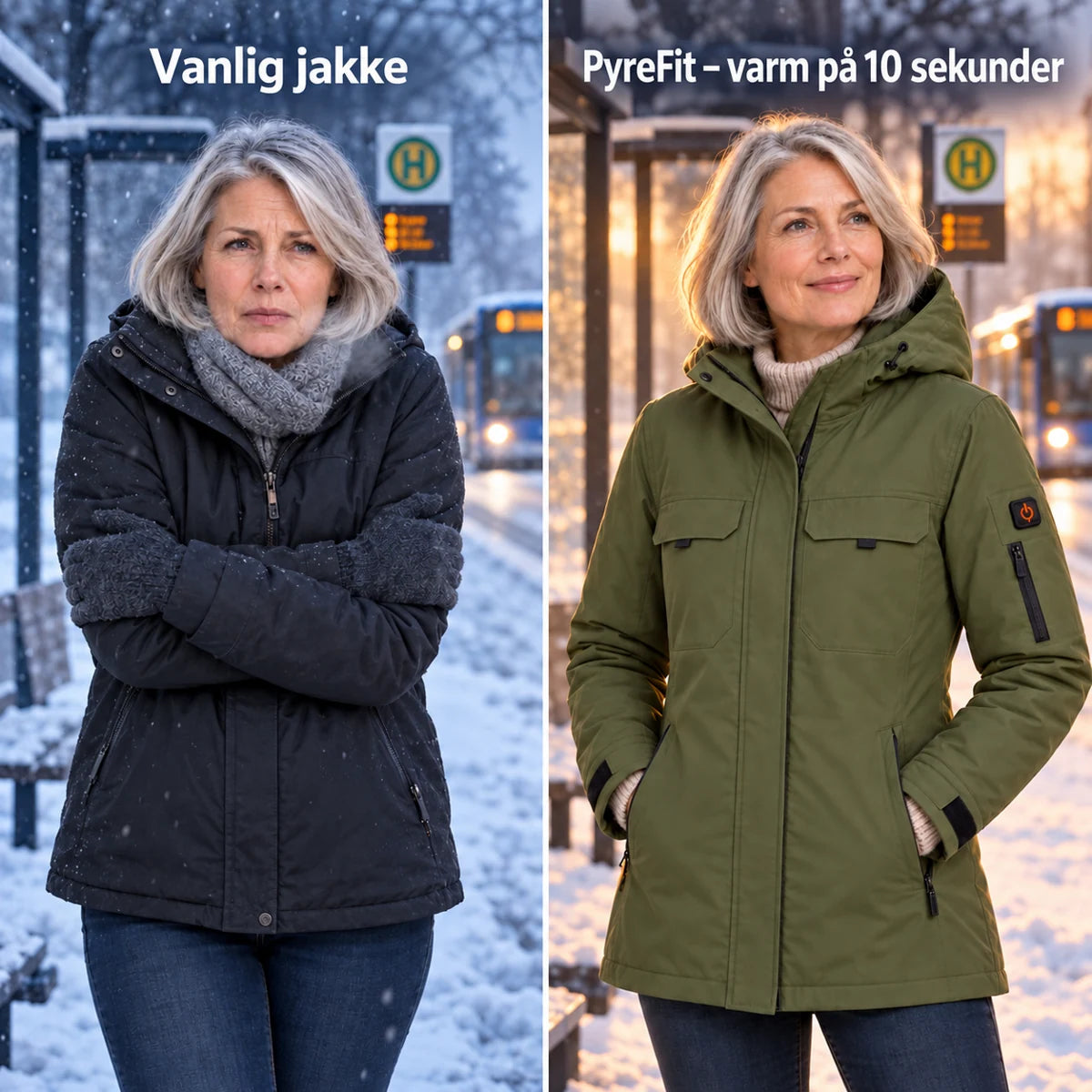 Sammenligning: vanlig vinterjakke og Terrano med varme