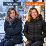 Sammenligning: vanlig vinterjakke og PyreFit-varmejakke