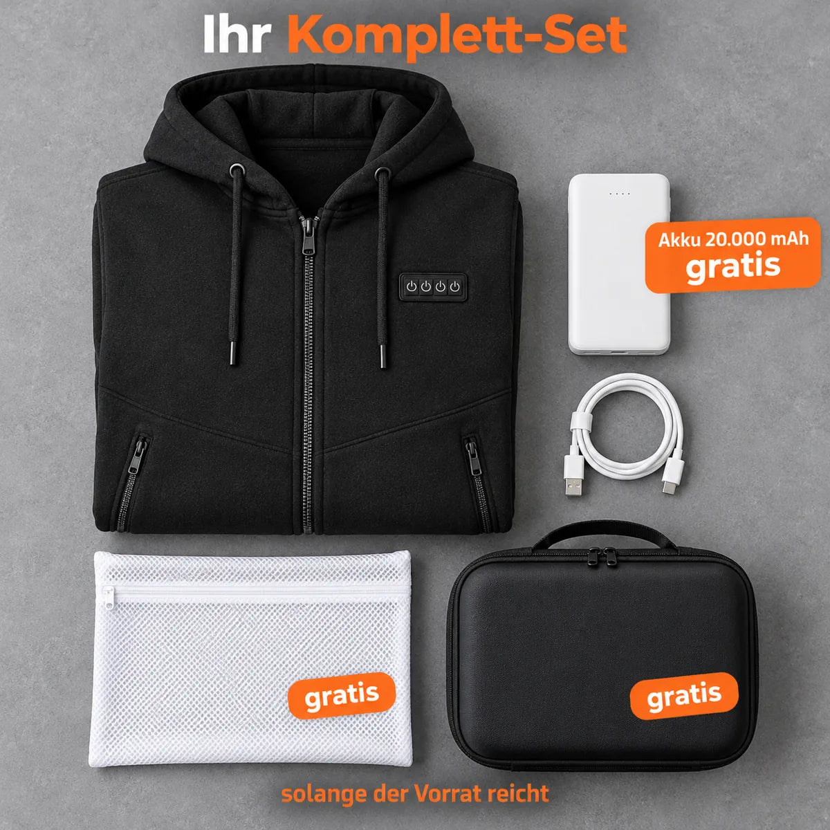PyreFit Kernor – Oppvarmet hettegenser herre i collegestoff