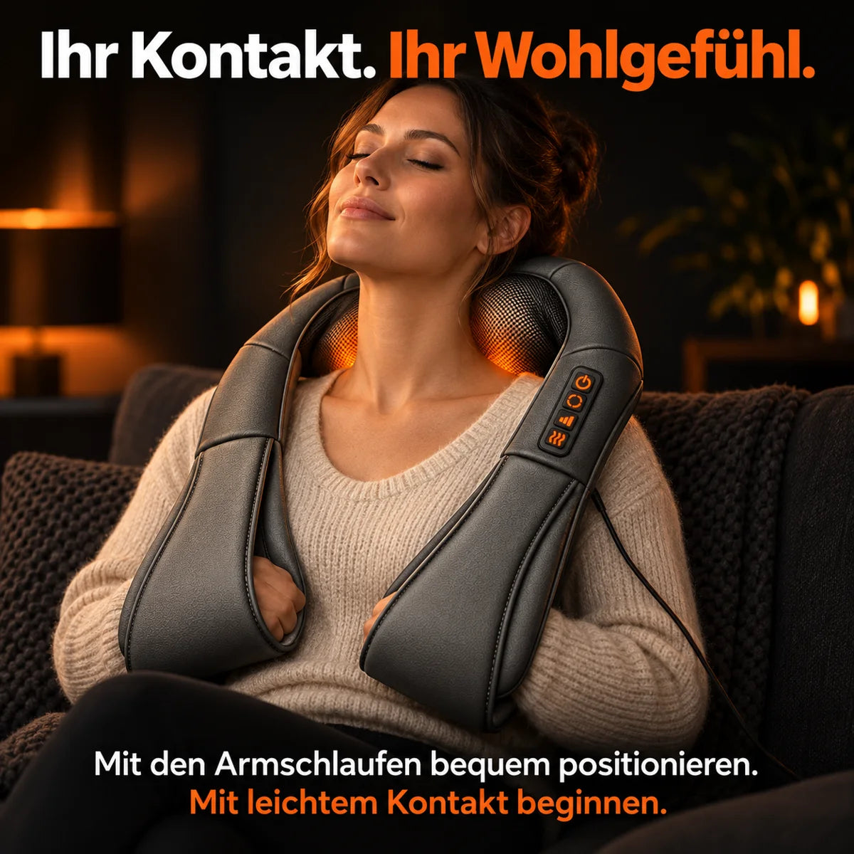 Shiatsu-massasjeapparat: juster kontakten med armstroppene