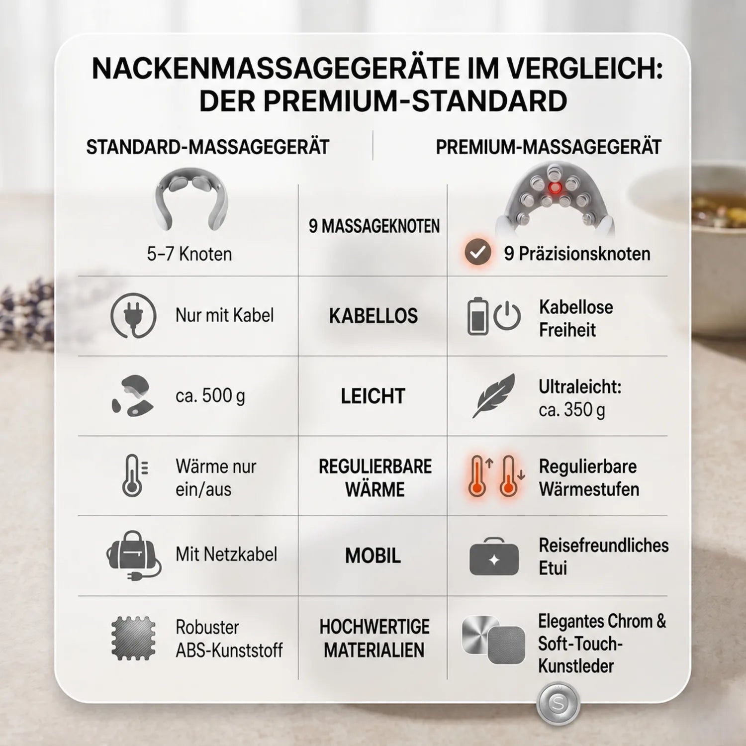 Nakkemassasjeapparater sammenlignet – standard- og premiummodell